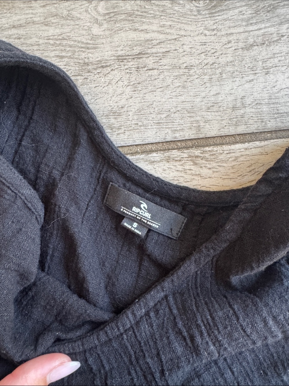 Rip Curl Black linen gauze Wide-Leg Crop Top Set - Picture 4 of 6